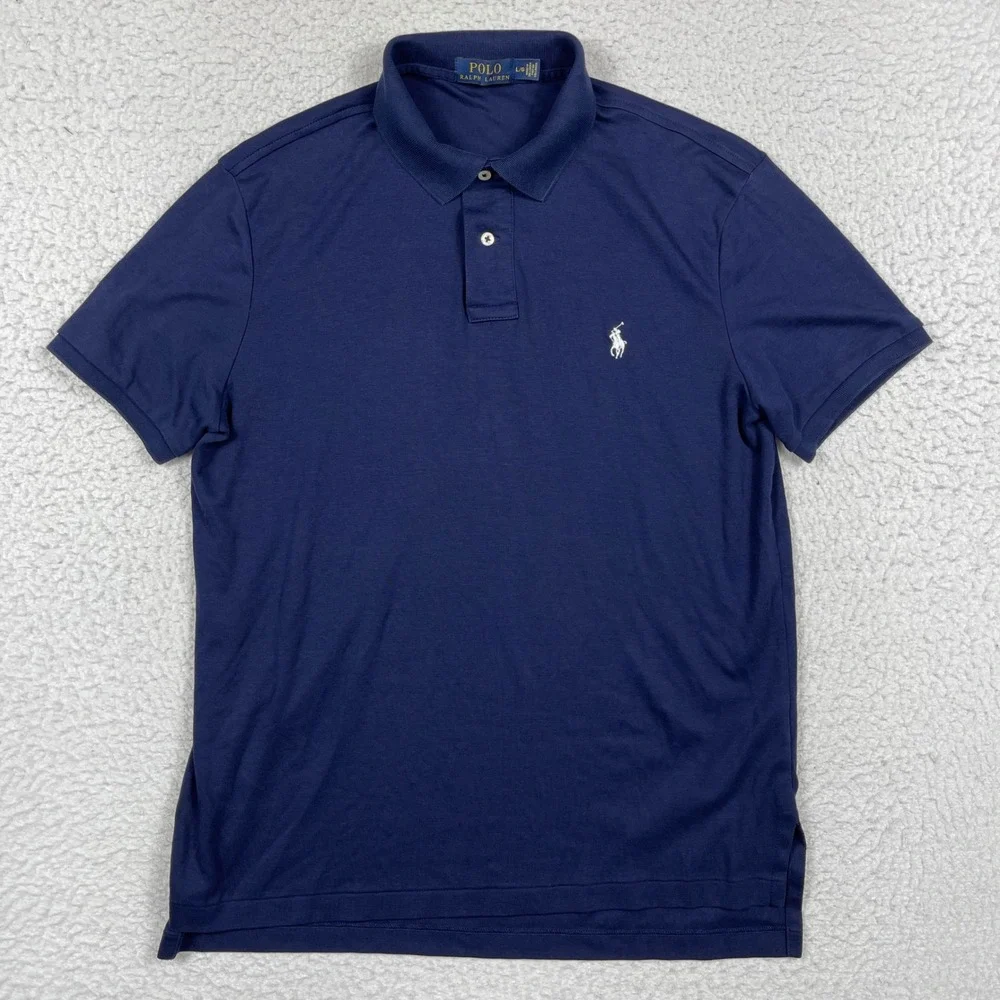 Polo Ralph Lauren Polo Shirt Mens Large Navy Pony Logo Preppy Classic Basic